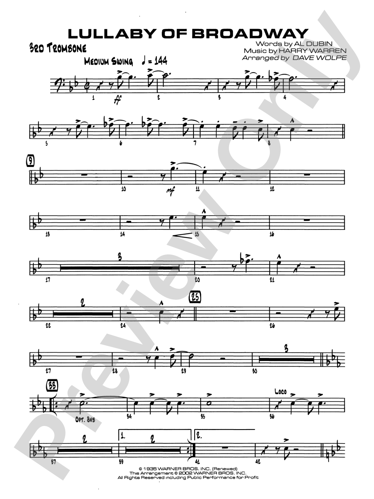 Lullaby of Broadway: 3rd Trombone