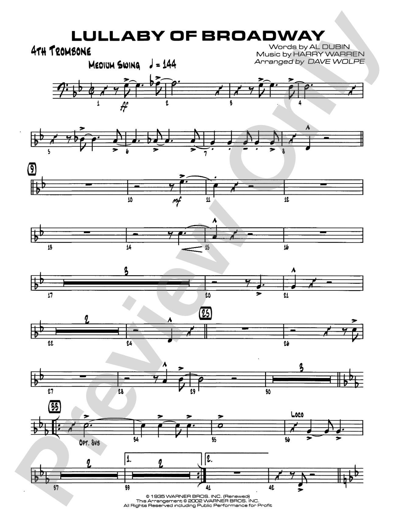 Lullaby of Broadway: 4th Trombone