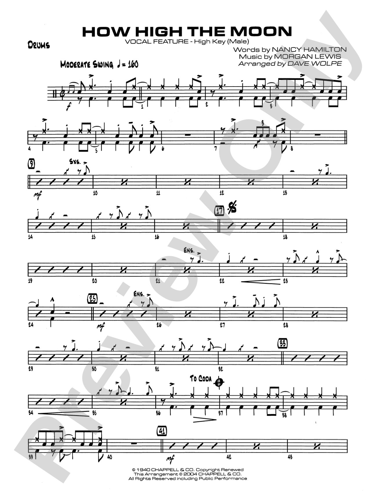 How High the Moon: Drums