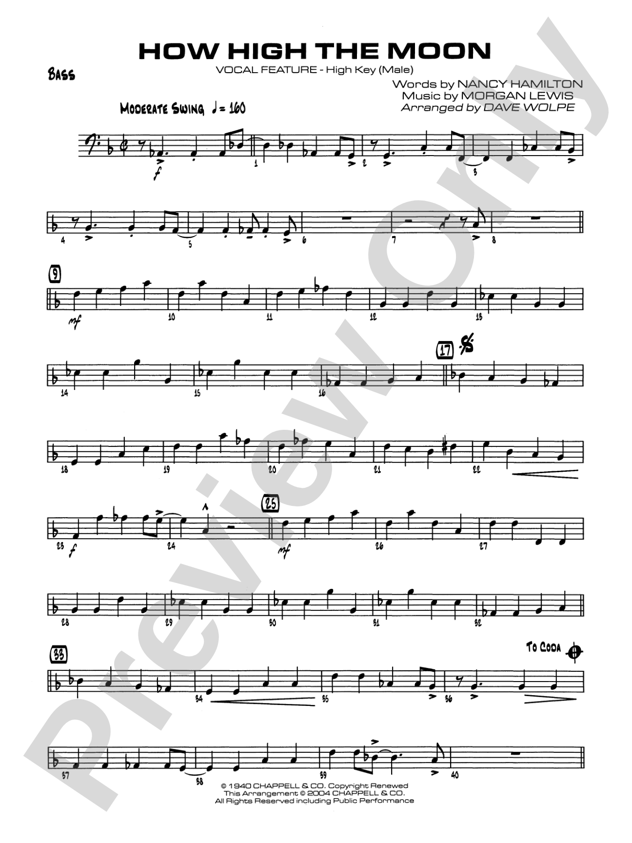 How High the Moon: String Bass