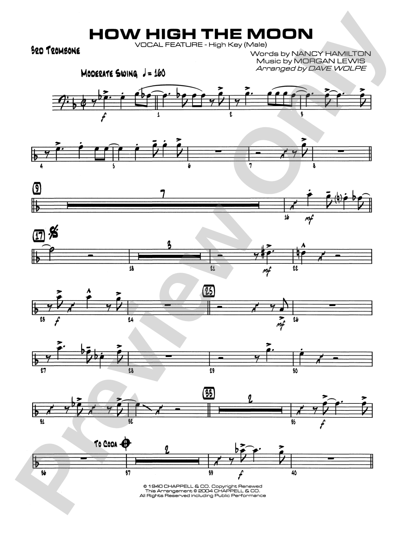 How High the Moon: 3rd Trombone
