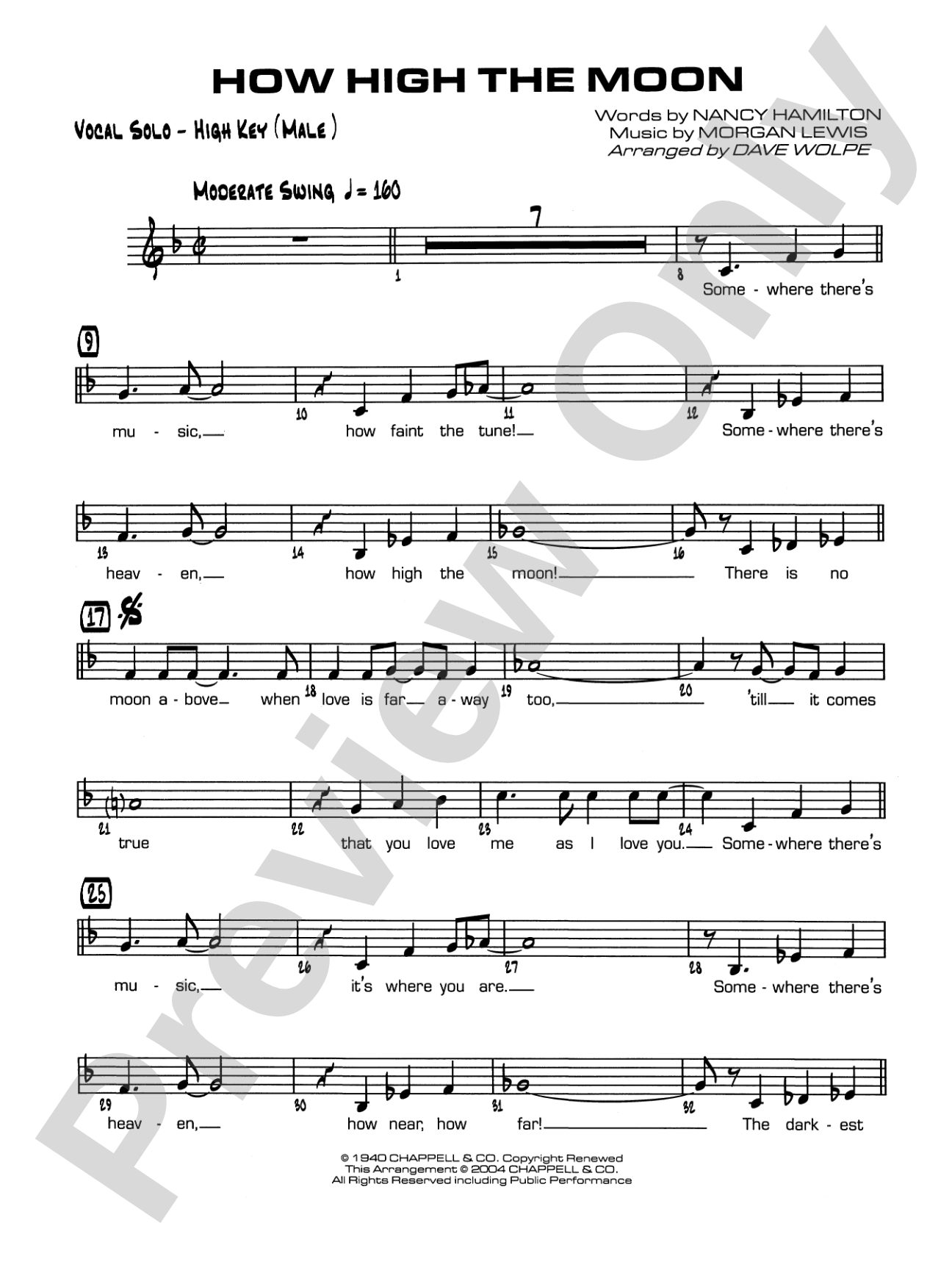 How High the Moon: Vocal Solo