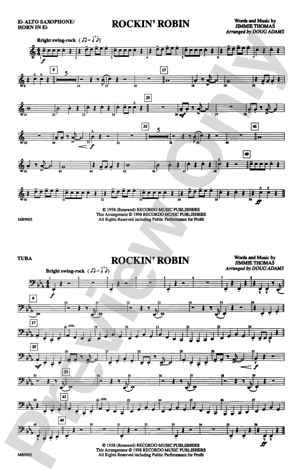 Rockin' Robin: E-flat Alto Saxophone