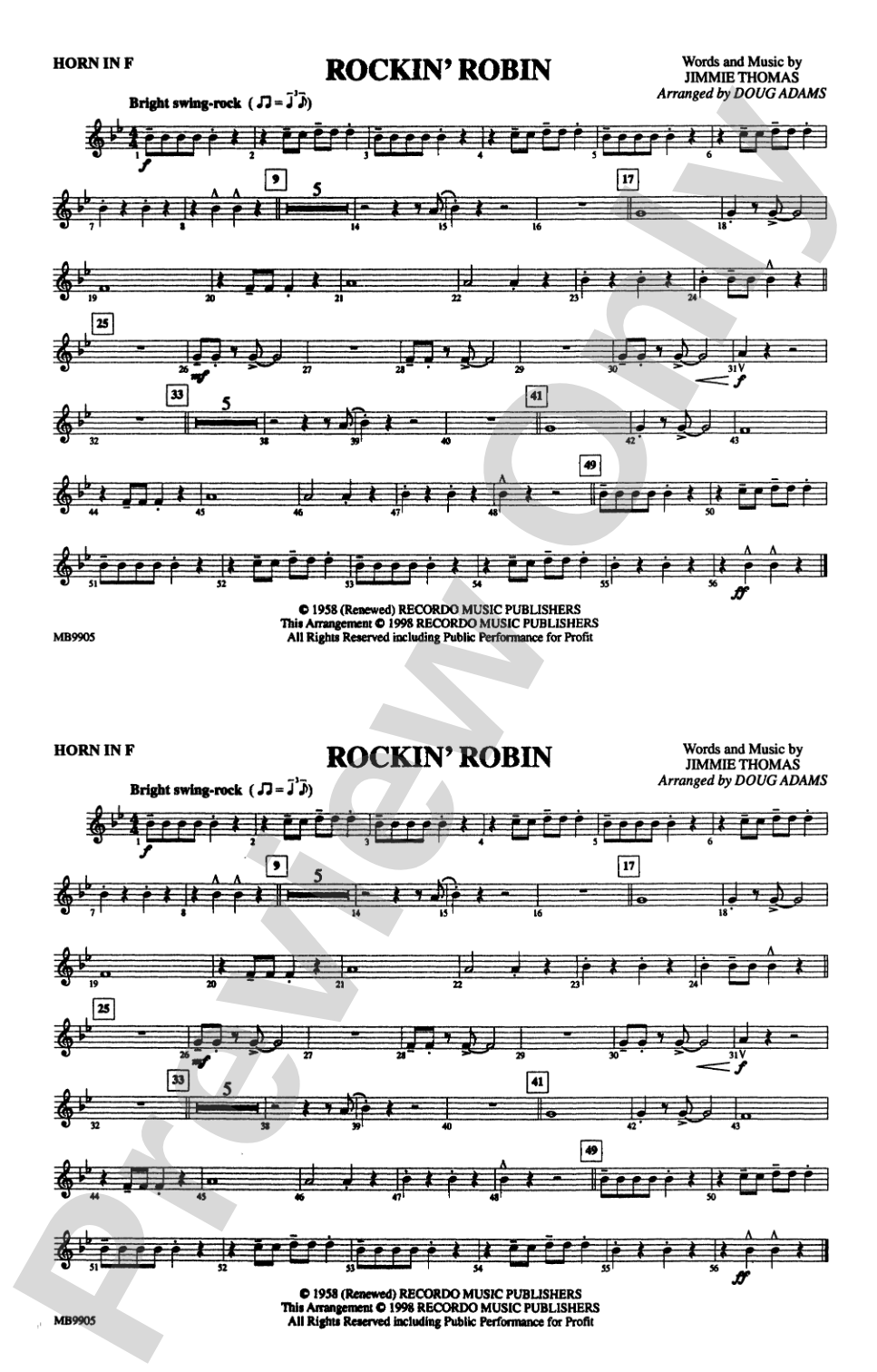 Rockin' Robin: 1st F Horn