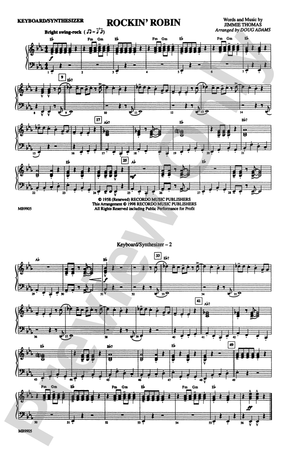 Rockin' Robin: Piano Accompaniment
