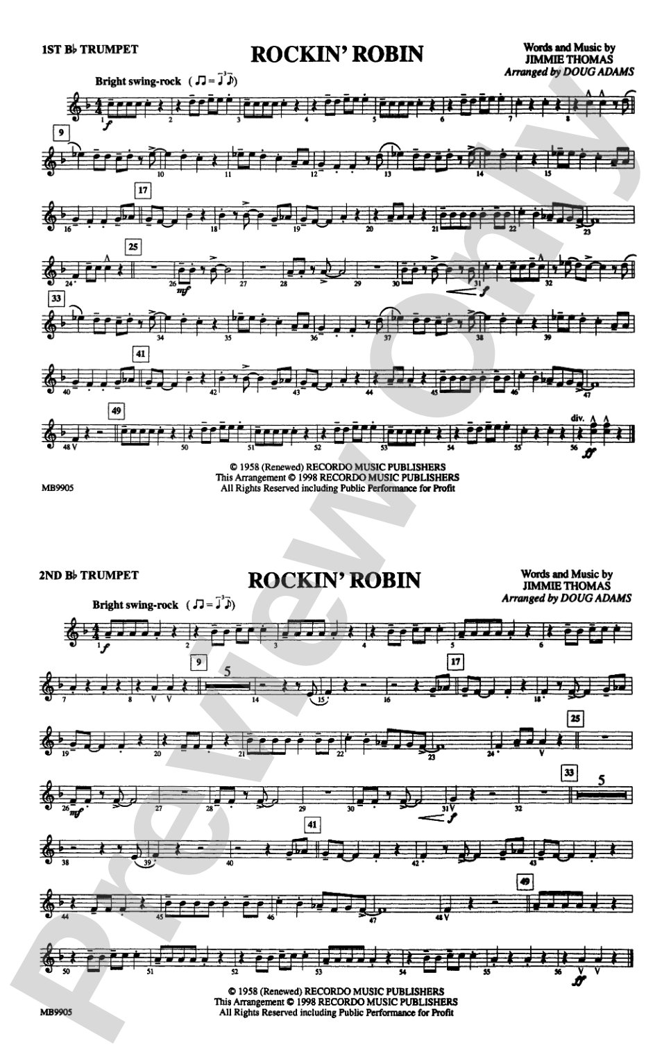 Rockin' Robin: 1st B-flat Trumpet