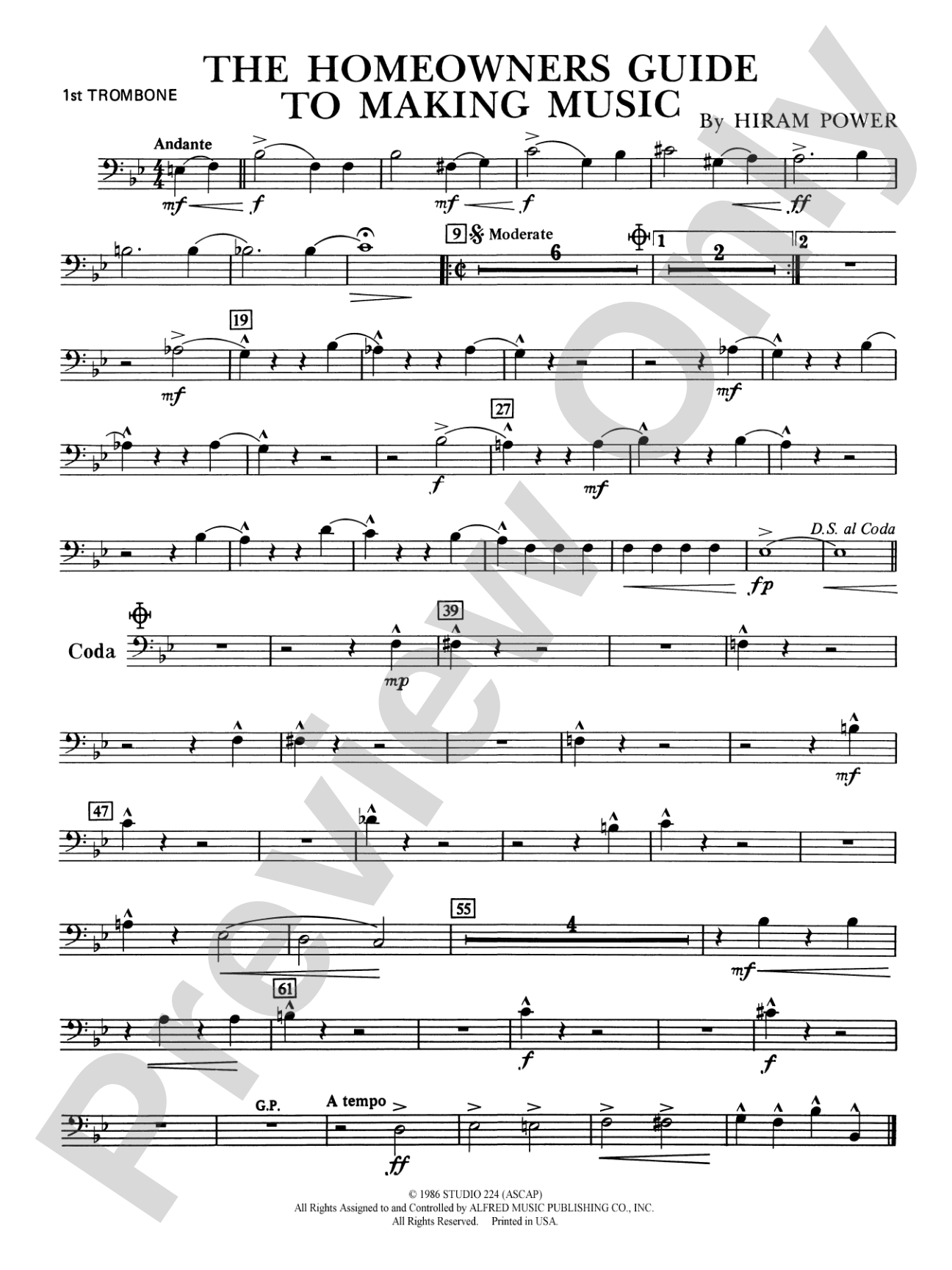 The Homeowners Guide to Making Music: 1st Trombone