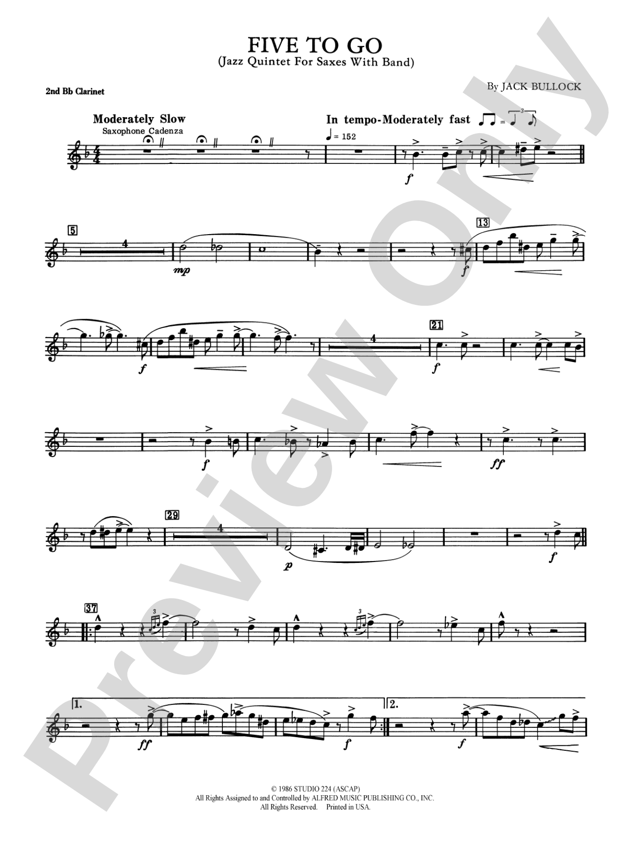 Five to Go: 2nd B-flat Clarinet