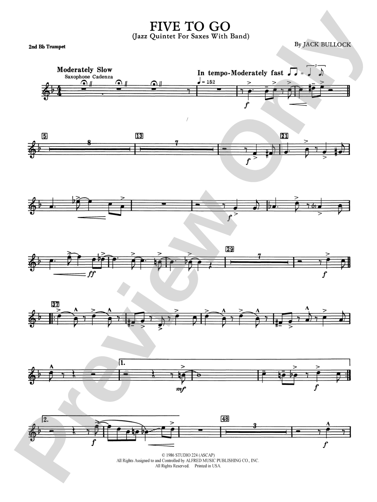 Five to Go: 2nd B-flat Trumpet