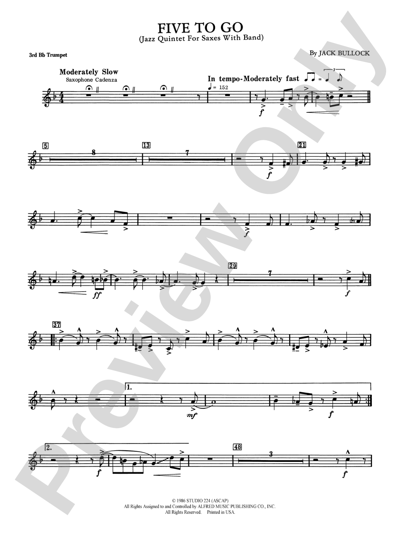 Five to Go: 3rd B-flat Trumpet