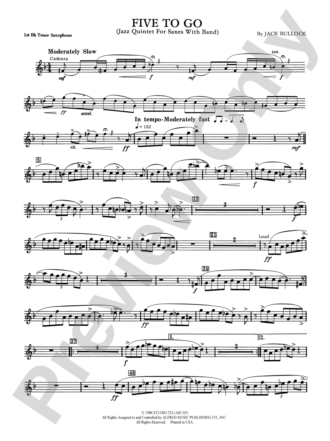 Five to Go: B-flat Tenor Saxophone