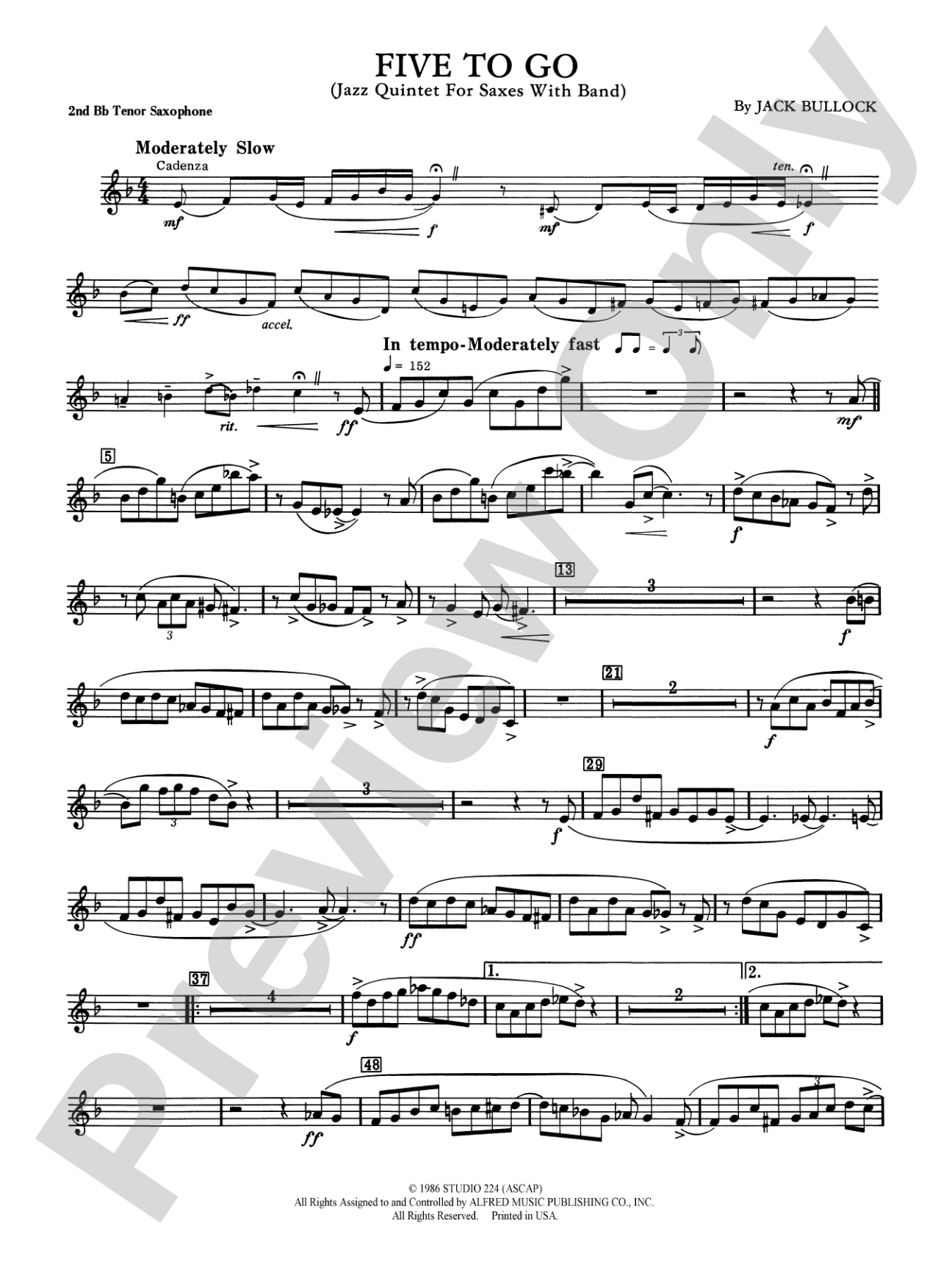 Five to Go: 2nd B-flat Tenor Saxophone