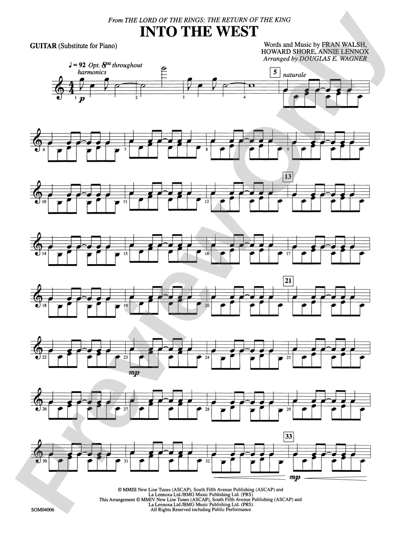 Into the West (from The Lord of the Rings: The Return of the King): Guitar