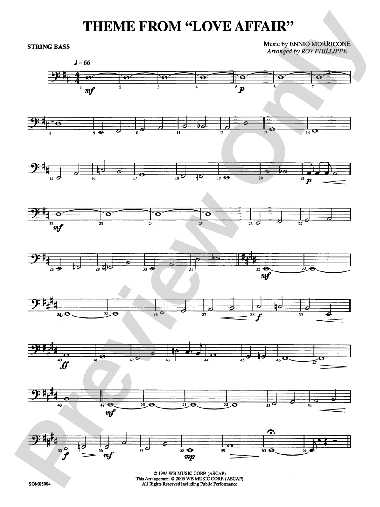 Love Affair, Theme from: String Bass