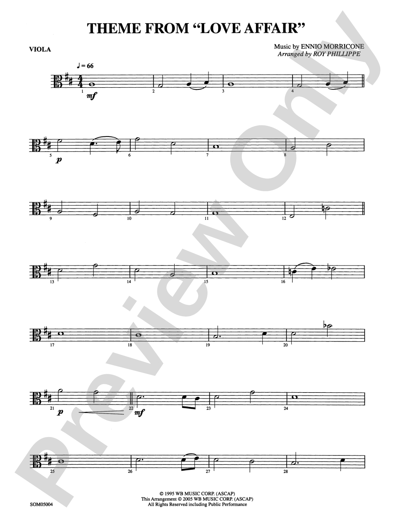 Love Affair, Theme from: Viola