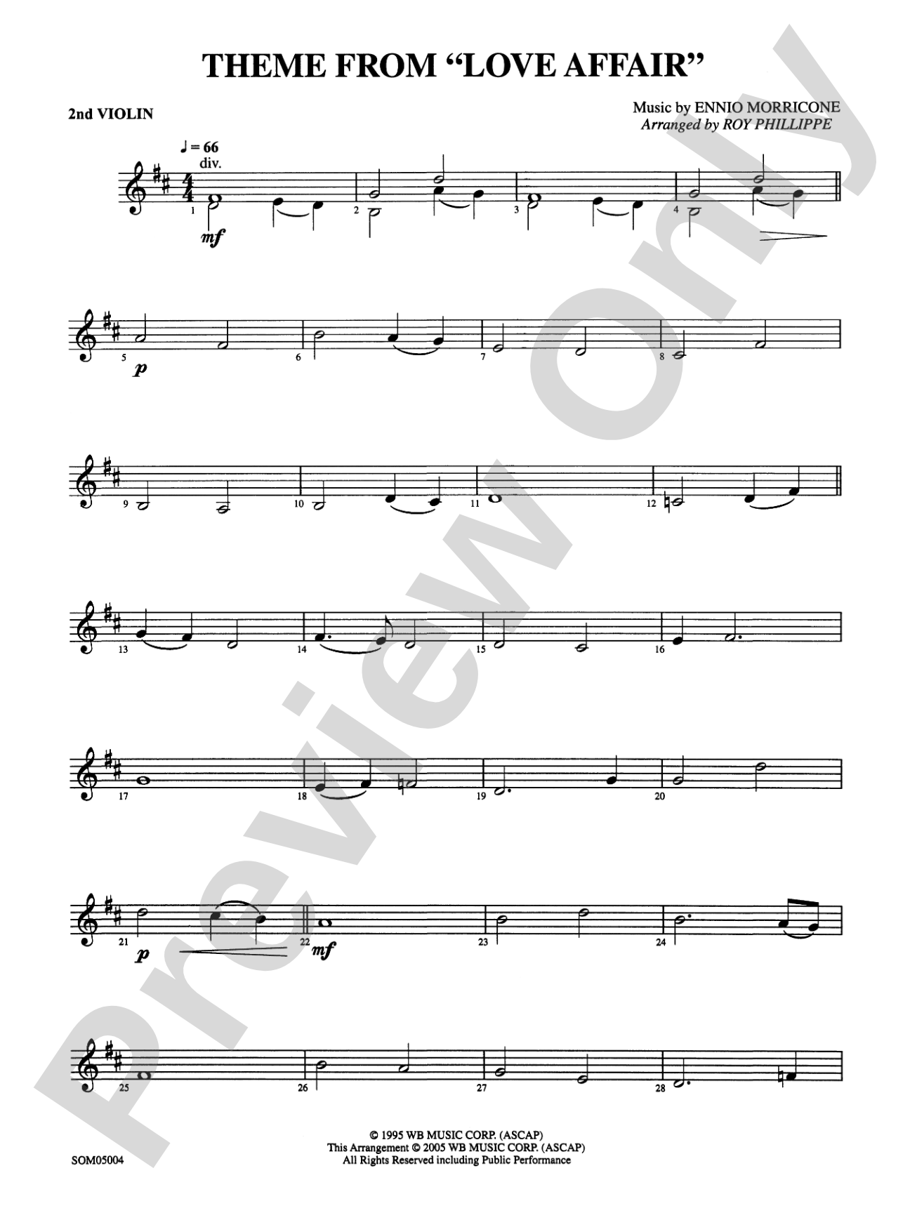 Love Affair, Theme from: 2nd Violin