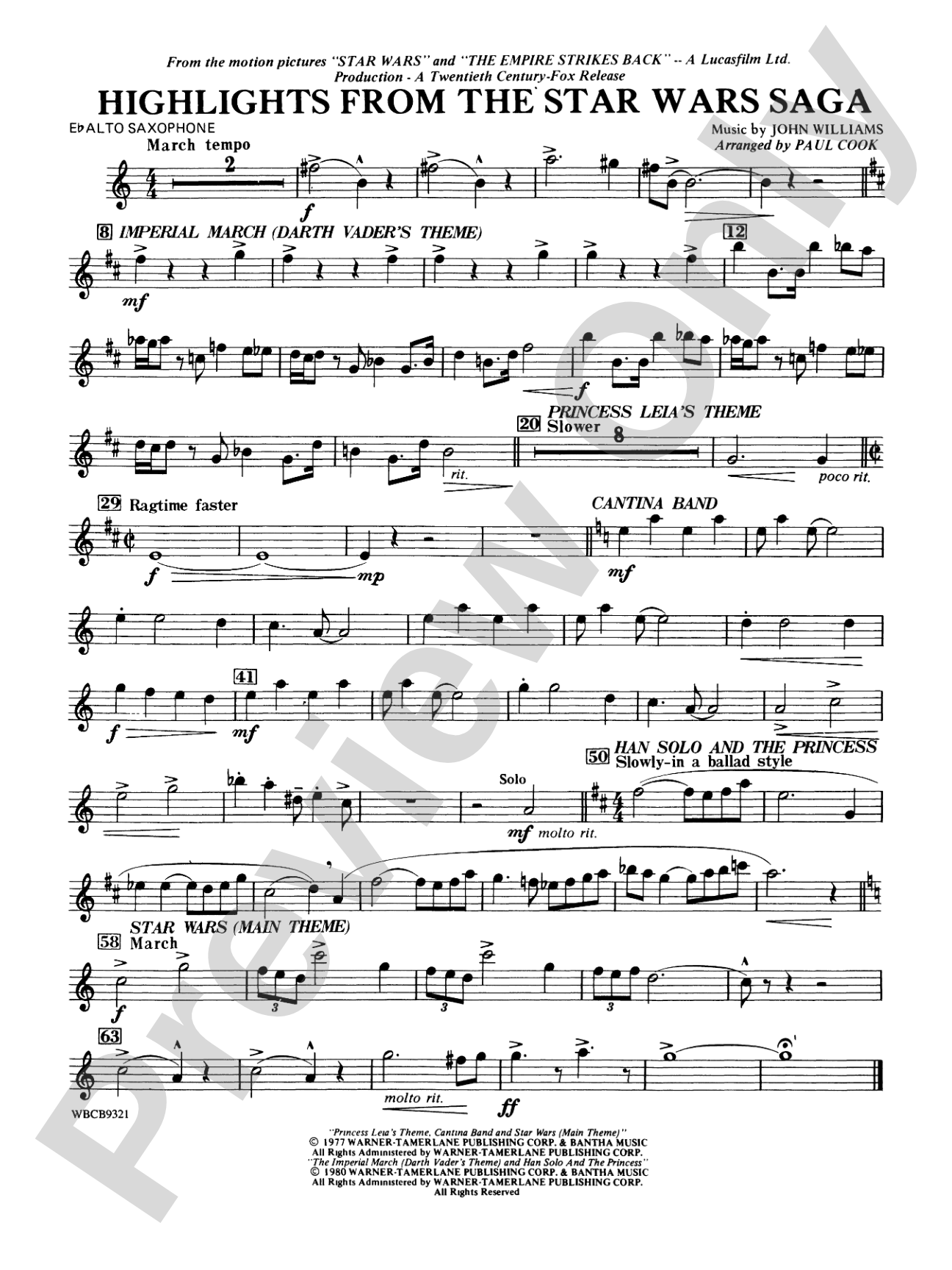Star Wars® Saga, Highlights from the: E-flat Alto Saxophone