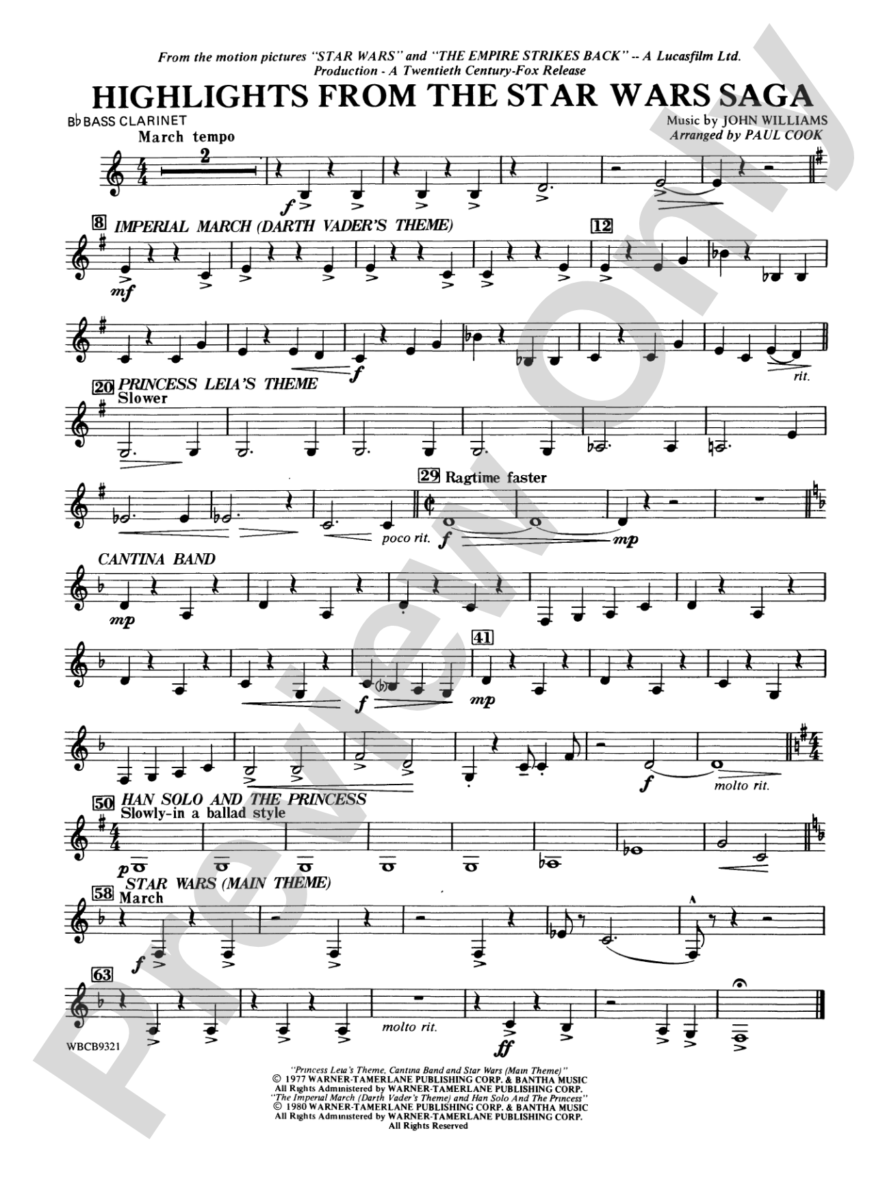 Star Wars® Saga, Highlights from the: B-flat Bass Clarinet