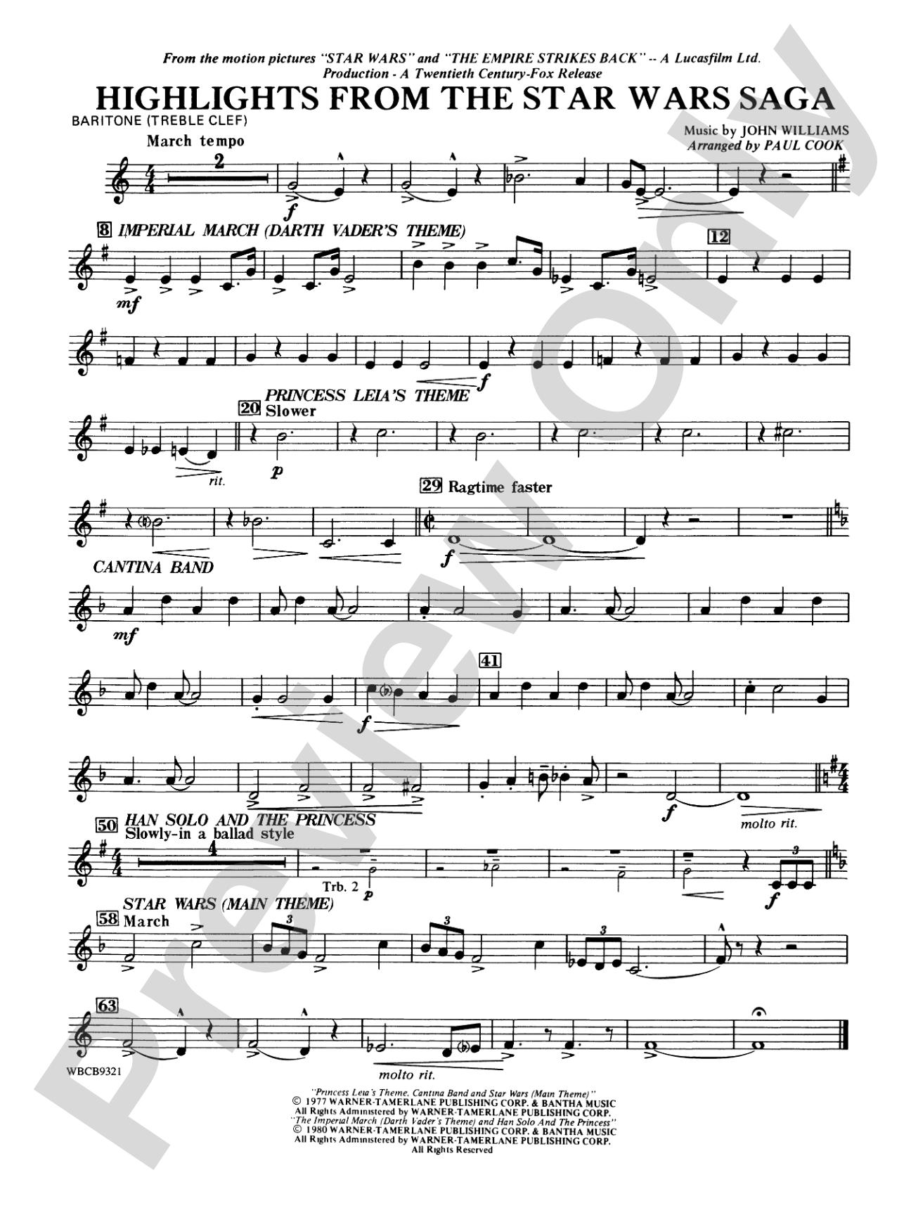 Star Wars® Saga, Highlights from the: Baritone T.C.
