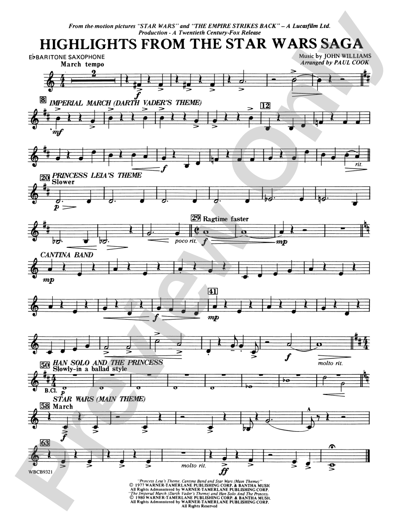 Star Wars® Saga, Highlights from the: E-flat Baritone Saxophone