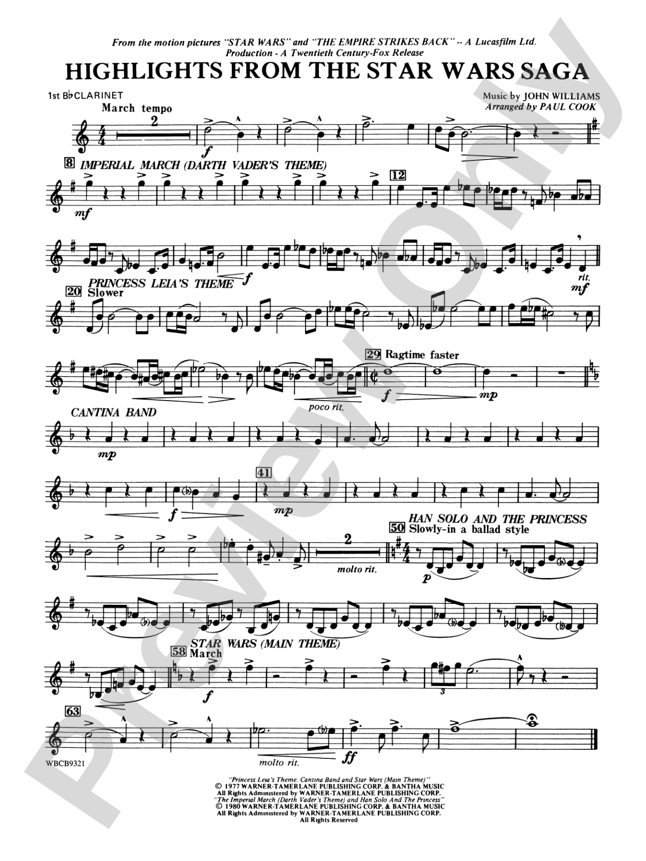 Star Wars® Saga, Highlights from the: 1st B-flat Clarinet