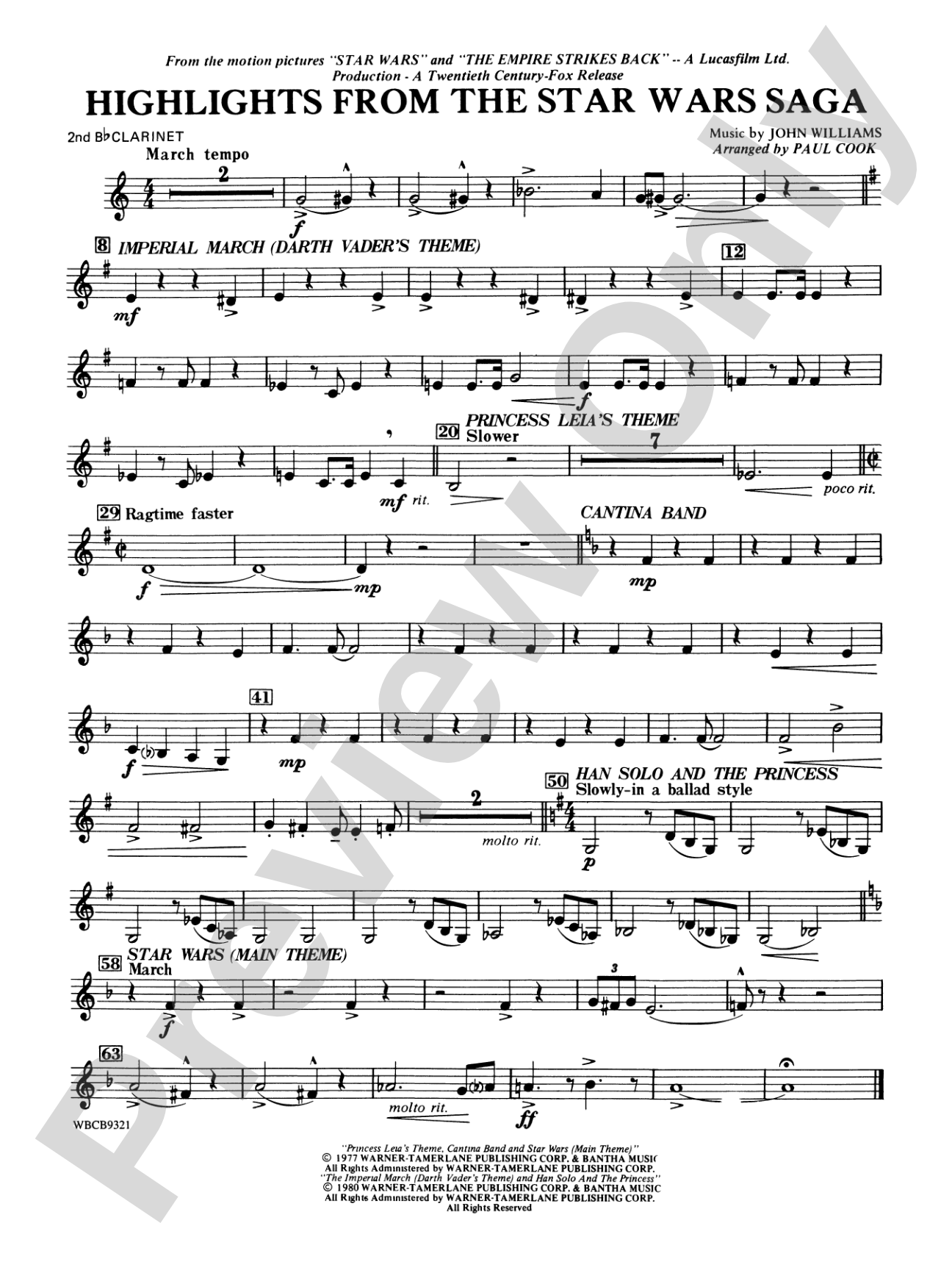 Star Wars® Saga, Highlights from the: 2nd B-flat Clarinet