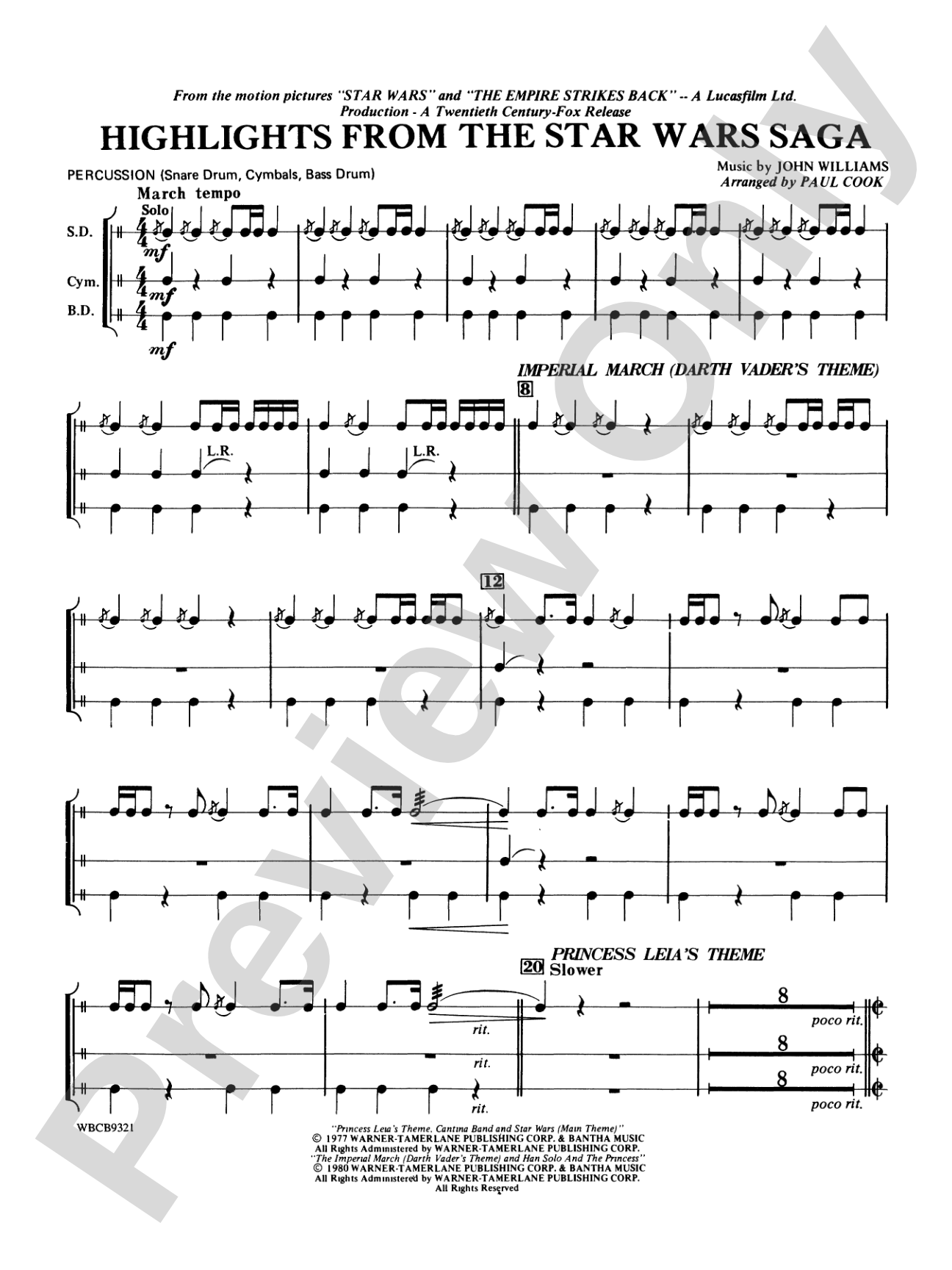Star Wars® Saga, Highlights from the: 1st Percussion