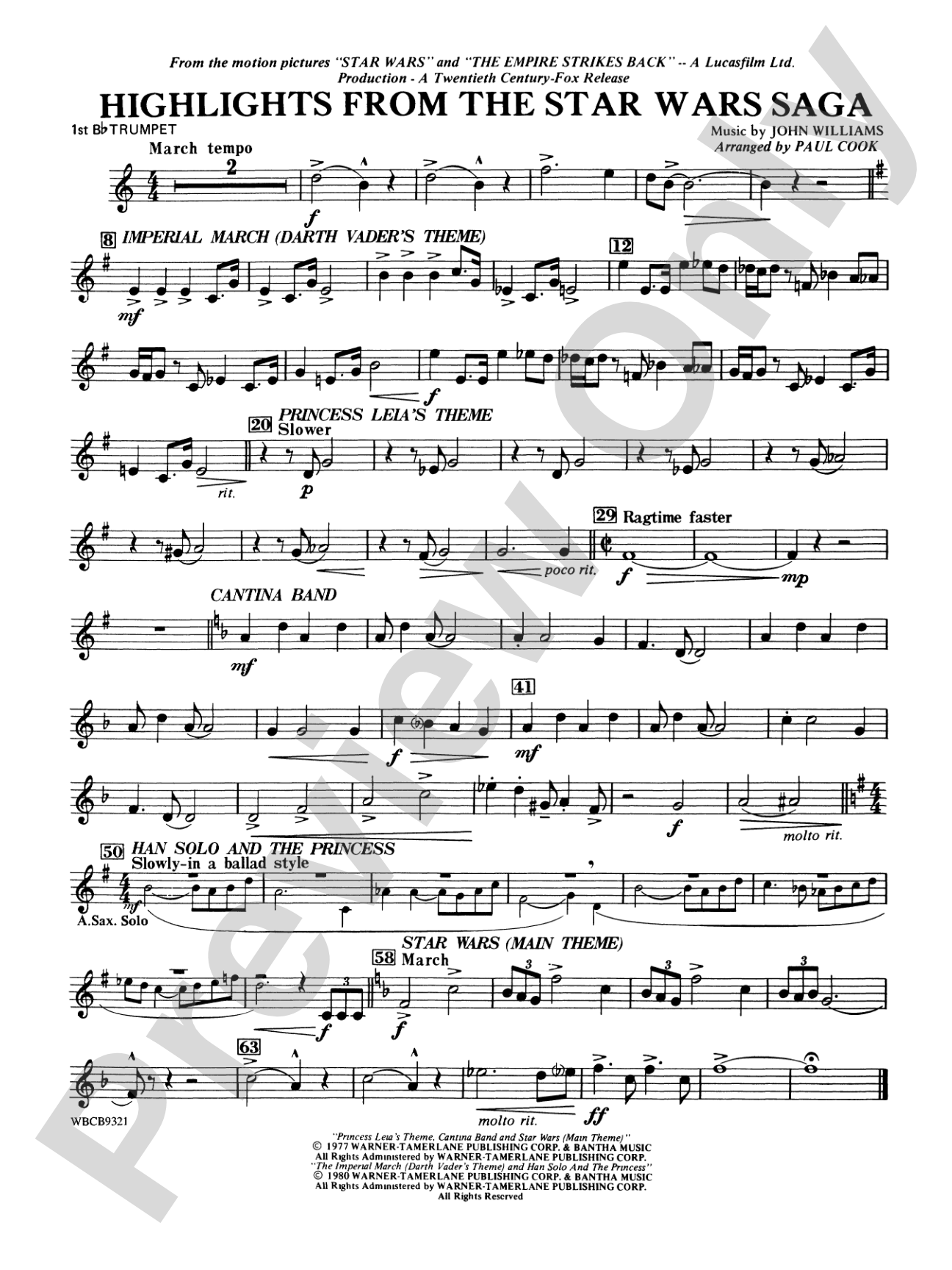 Star Wars® Saga, Highlights from the: 1st B-flat Trumpet