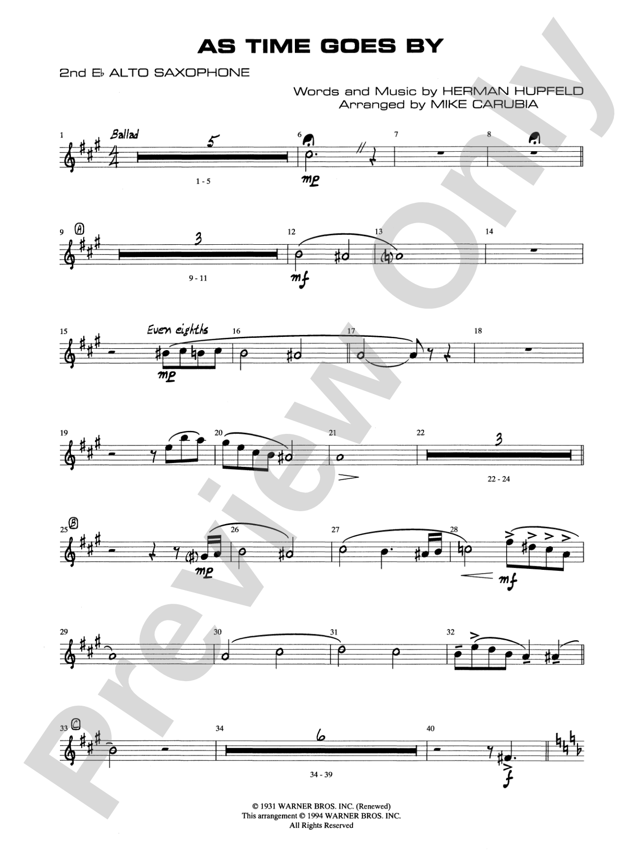 As Time Goes By: 2nd E-flat Alto Saxophone