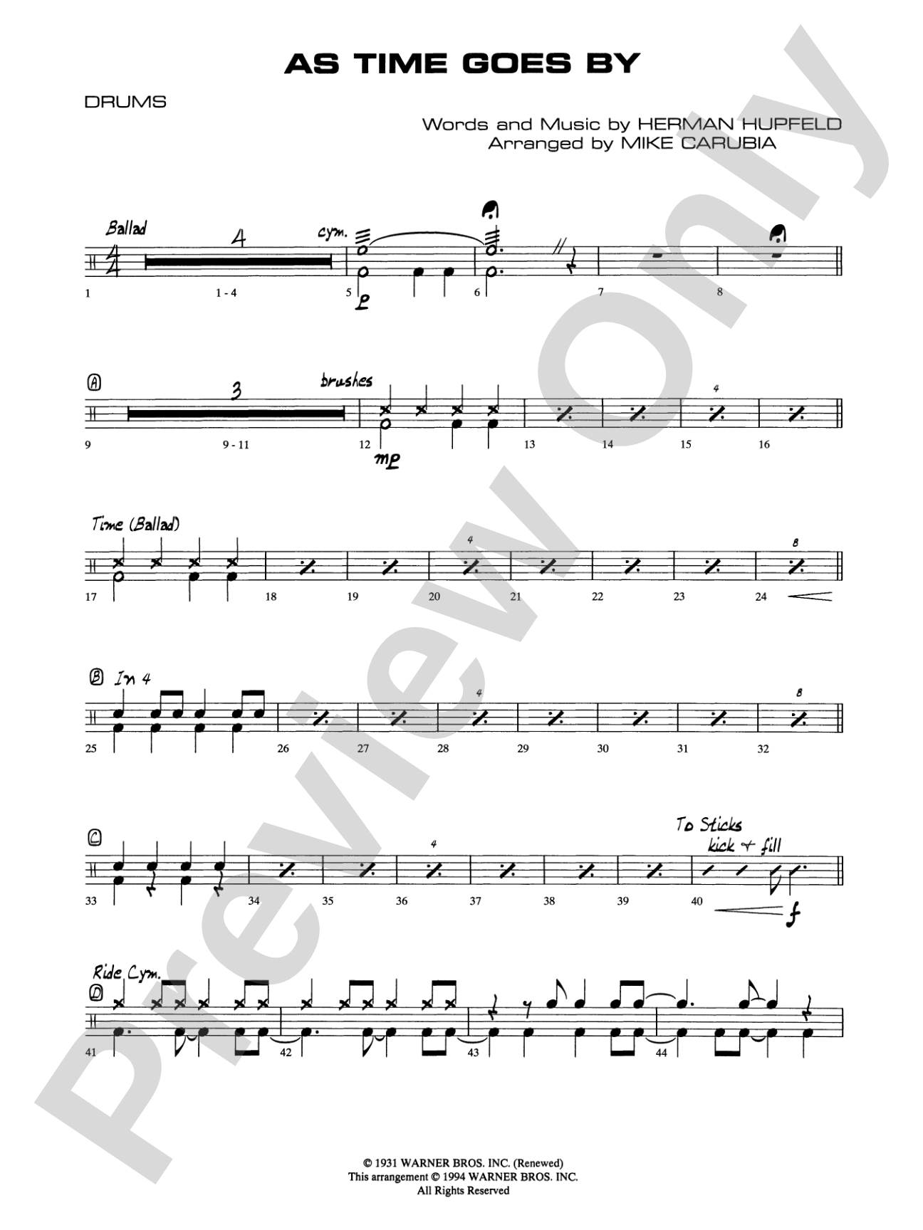 As Time Goes By: Drums