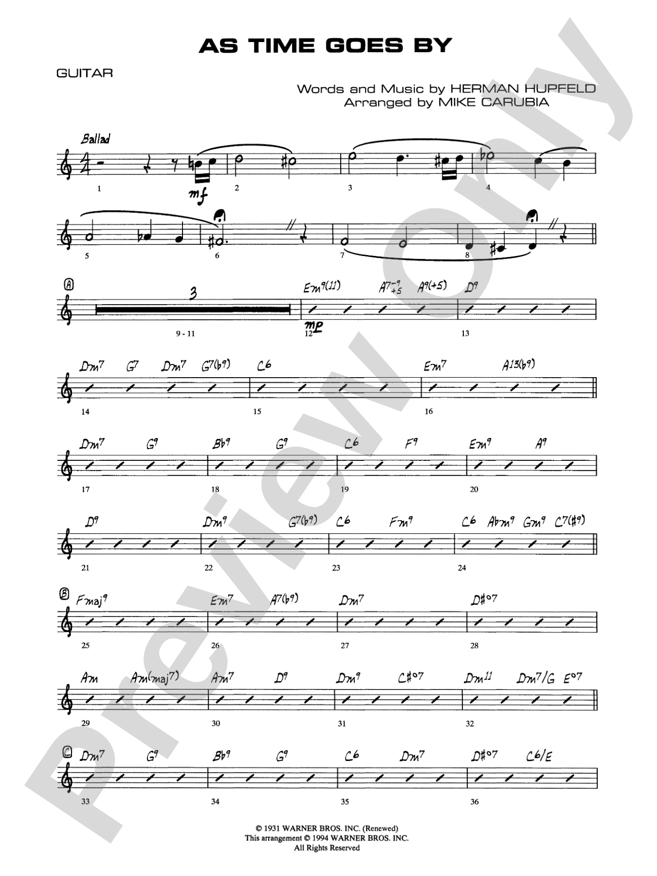 As Time Goes By: Guitar