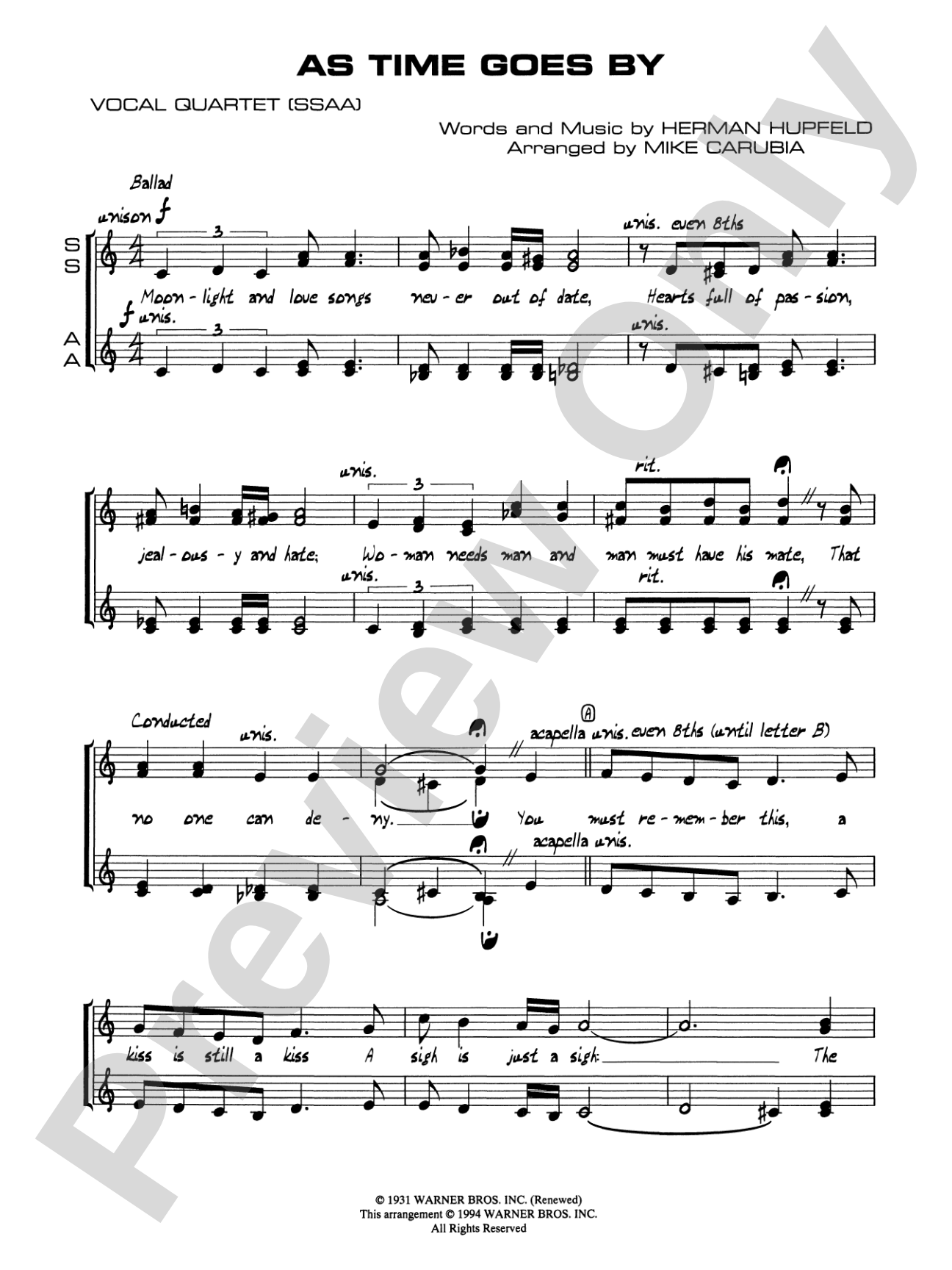 As Time Goes By: SSAA Vocals