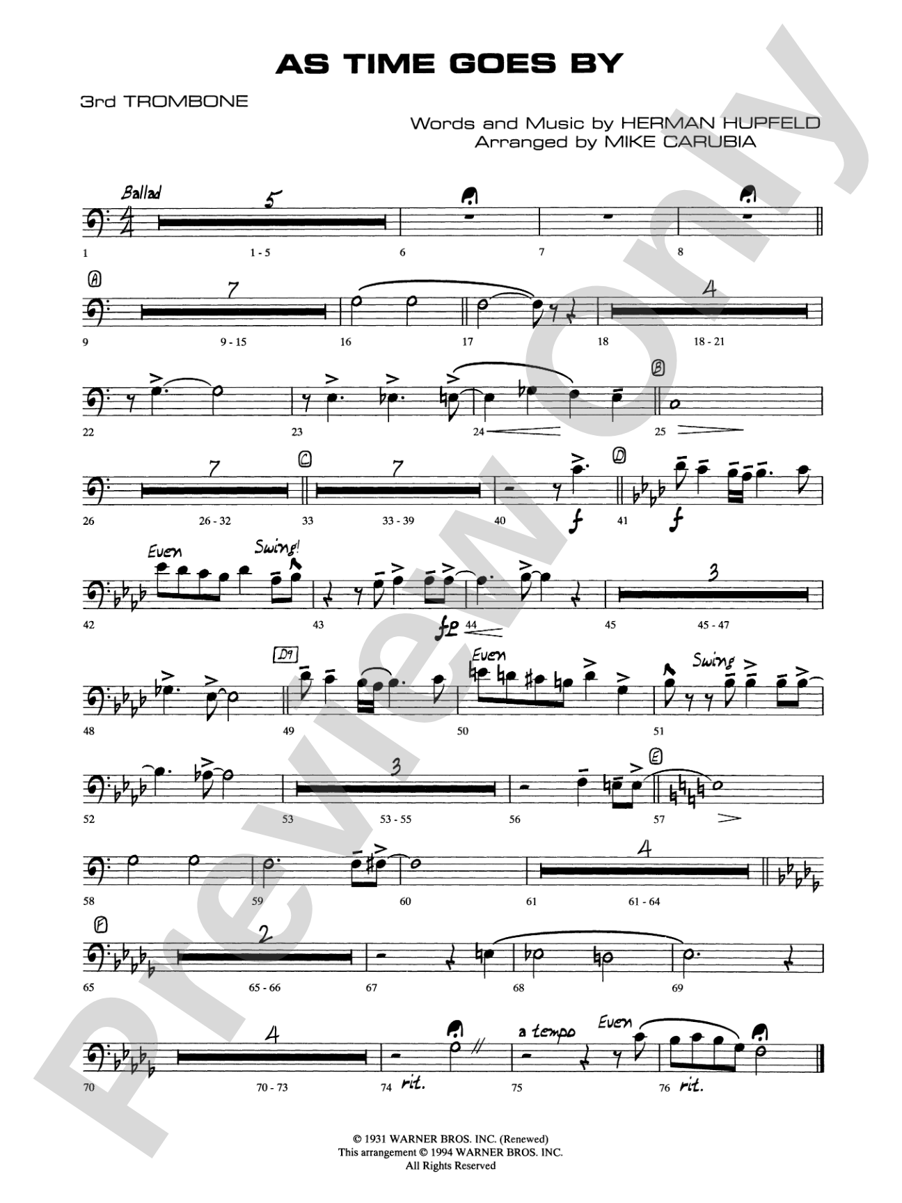 As Time Goes By: 3rd Trombone