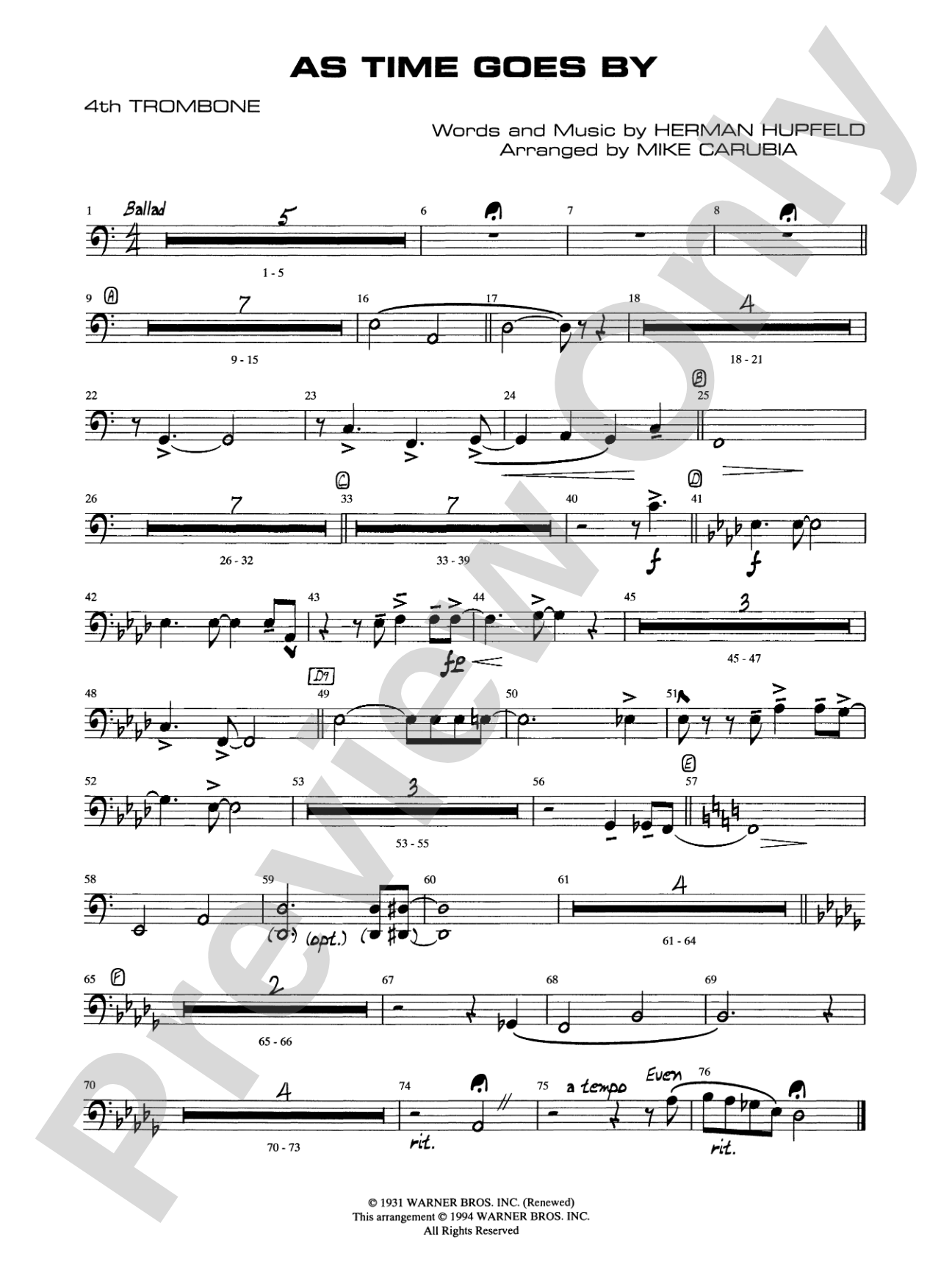As Time Goes By: 4th Trombone