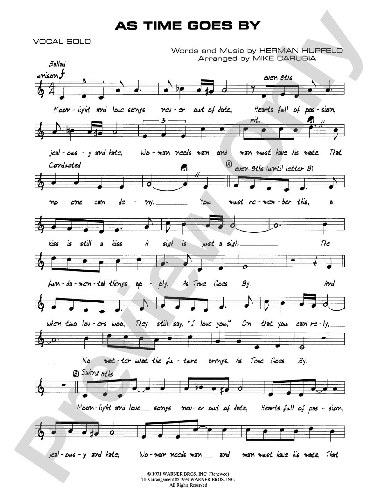 As Time Goes By: Vocal Solo