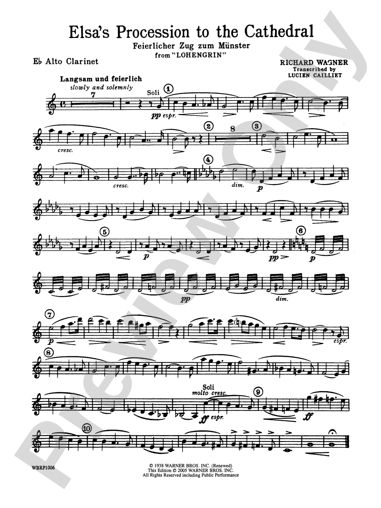 Elsa's Procession to the Cathedral: E-flat Alto Clarinet