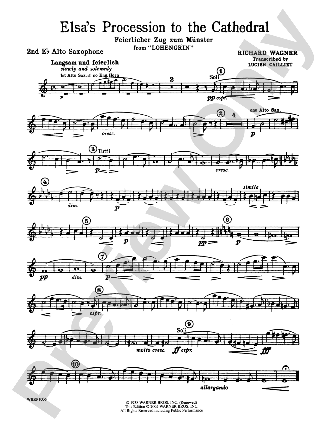 Elsa's Procession to the Cathedral: 2nd E-flat Alto Saxophone