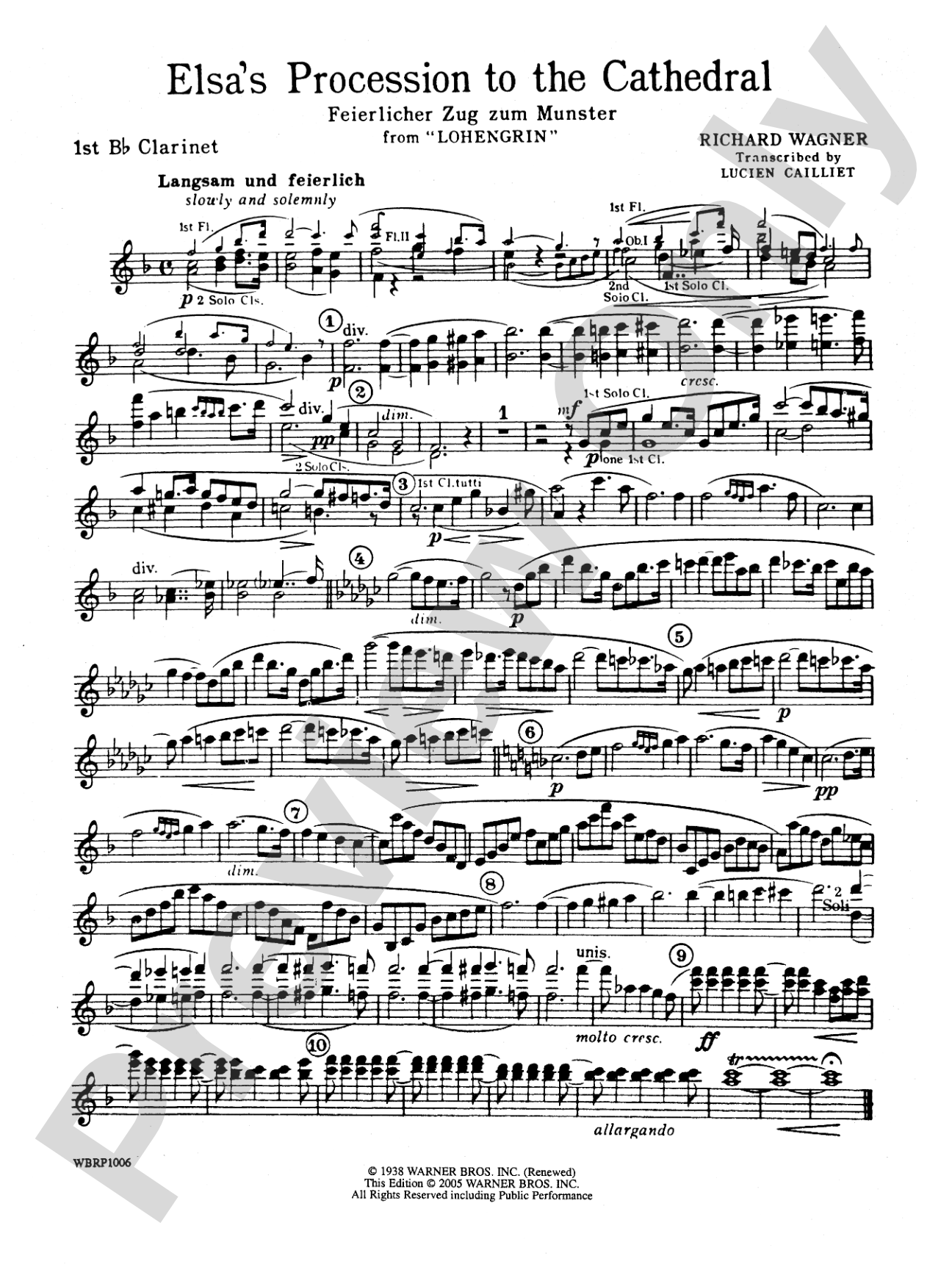 Elsa's Procession to the Cathedral: 1st B-flat Clarinet