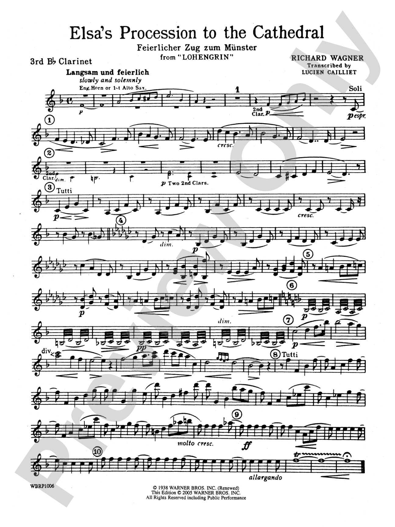 Elsa's Procession to the Cathedral: 3rd B-flat Clarinet