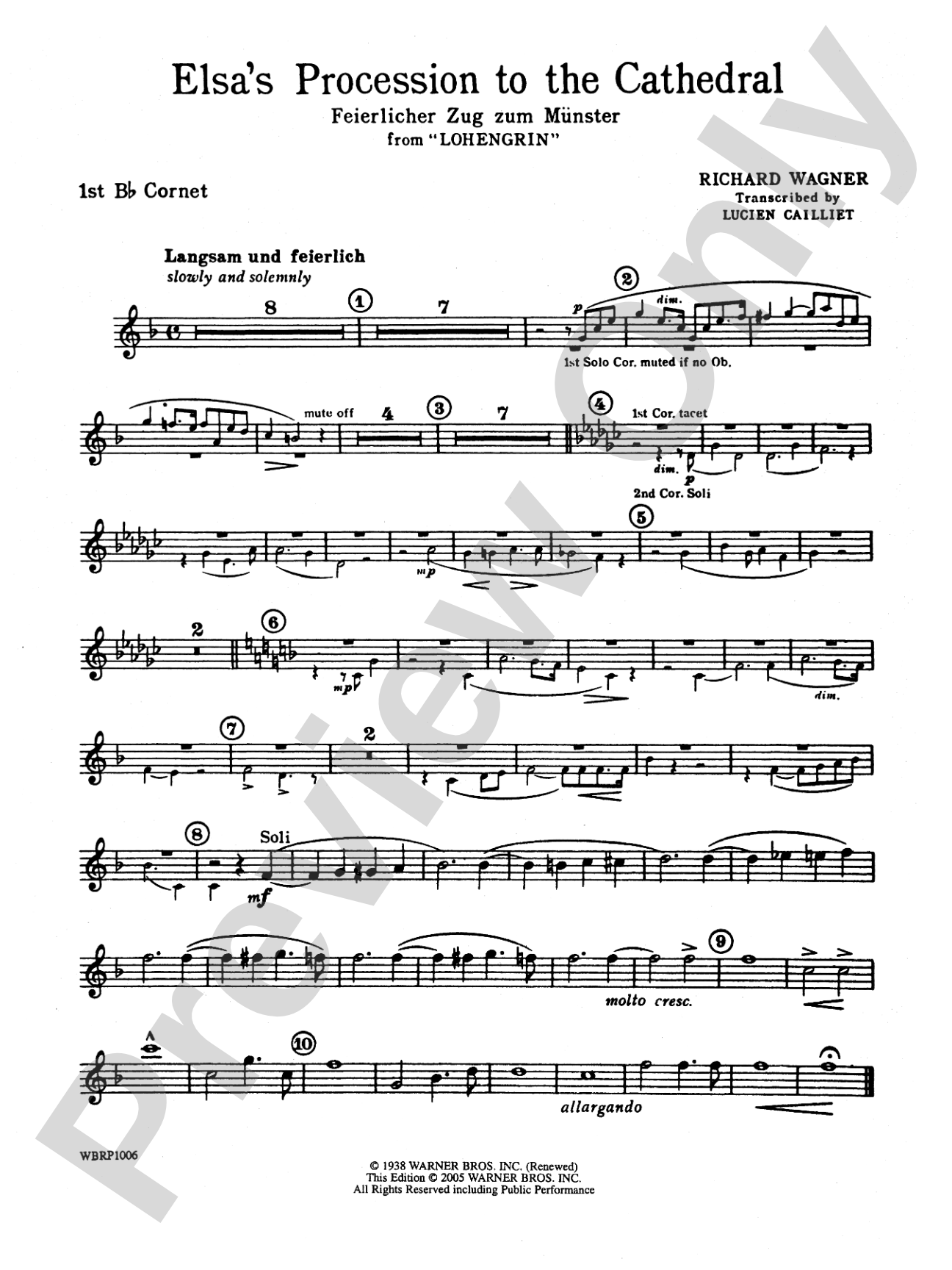 Elsa's Procession to the Cathedral: 1st B-flat Cornet