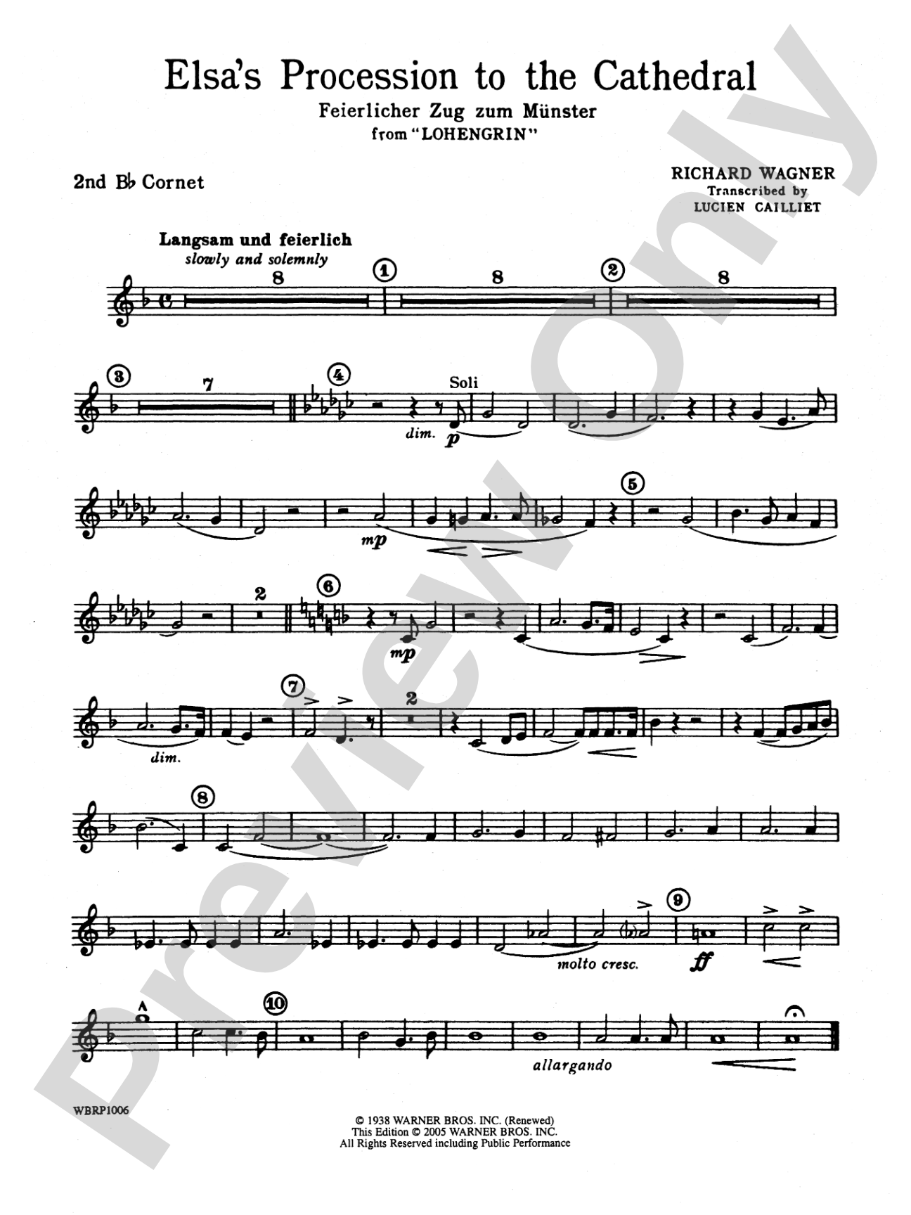 Elsa's Procession to the Cathedral: 2nd B-flat Cornet