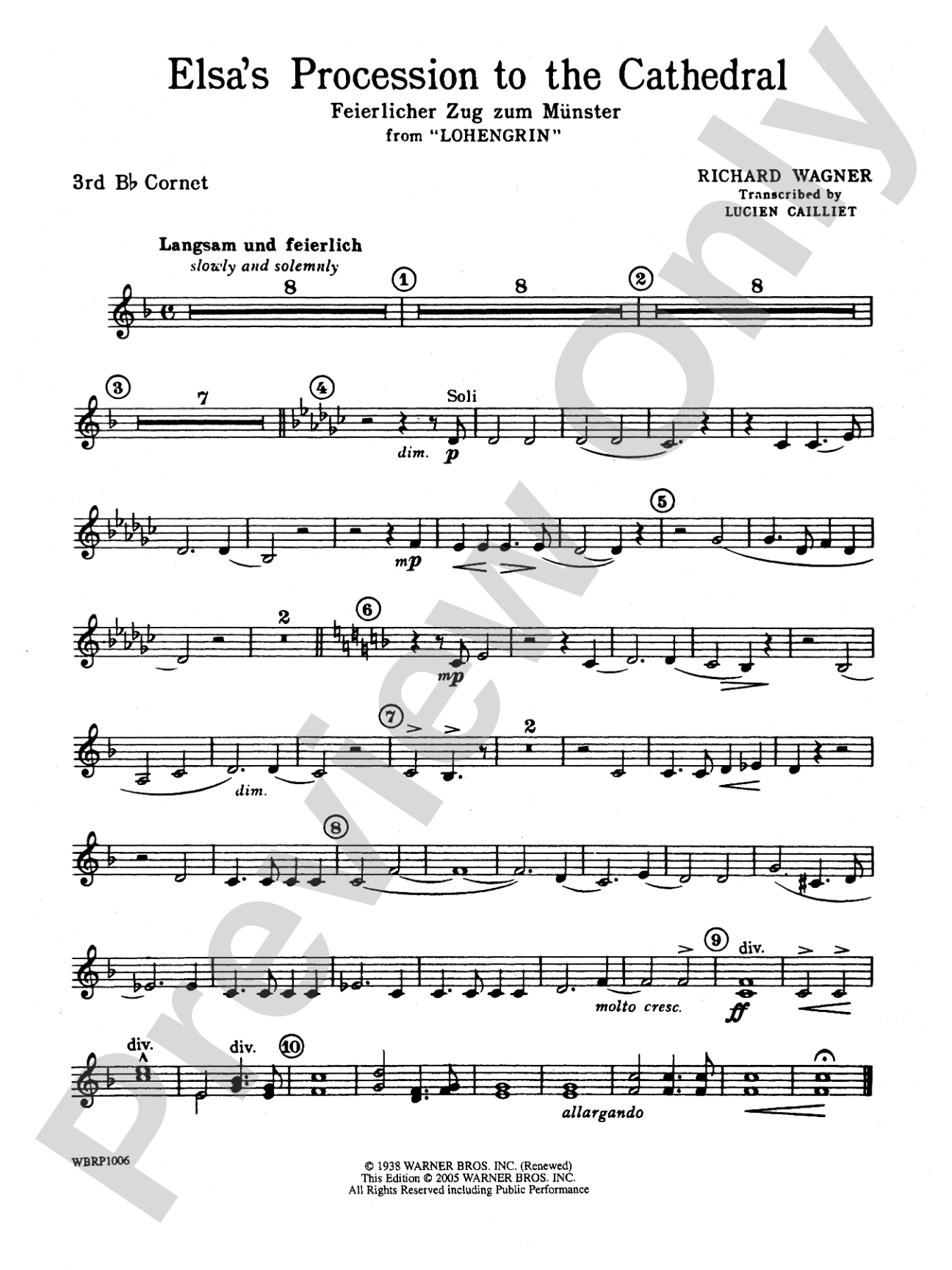 Elsa's Procession to the Cathedral: 3rd B-flat Cornet