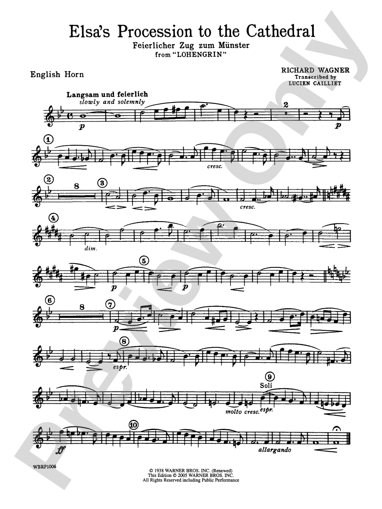 Elsa's Procession to the Cathedral: English Horn