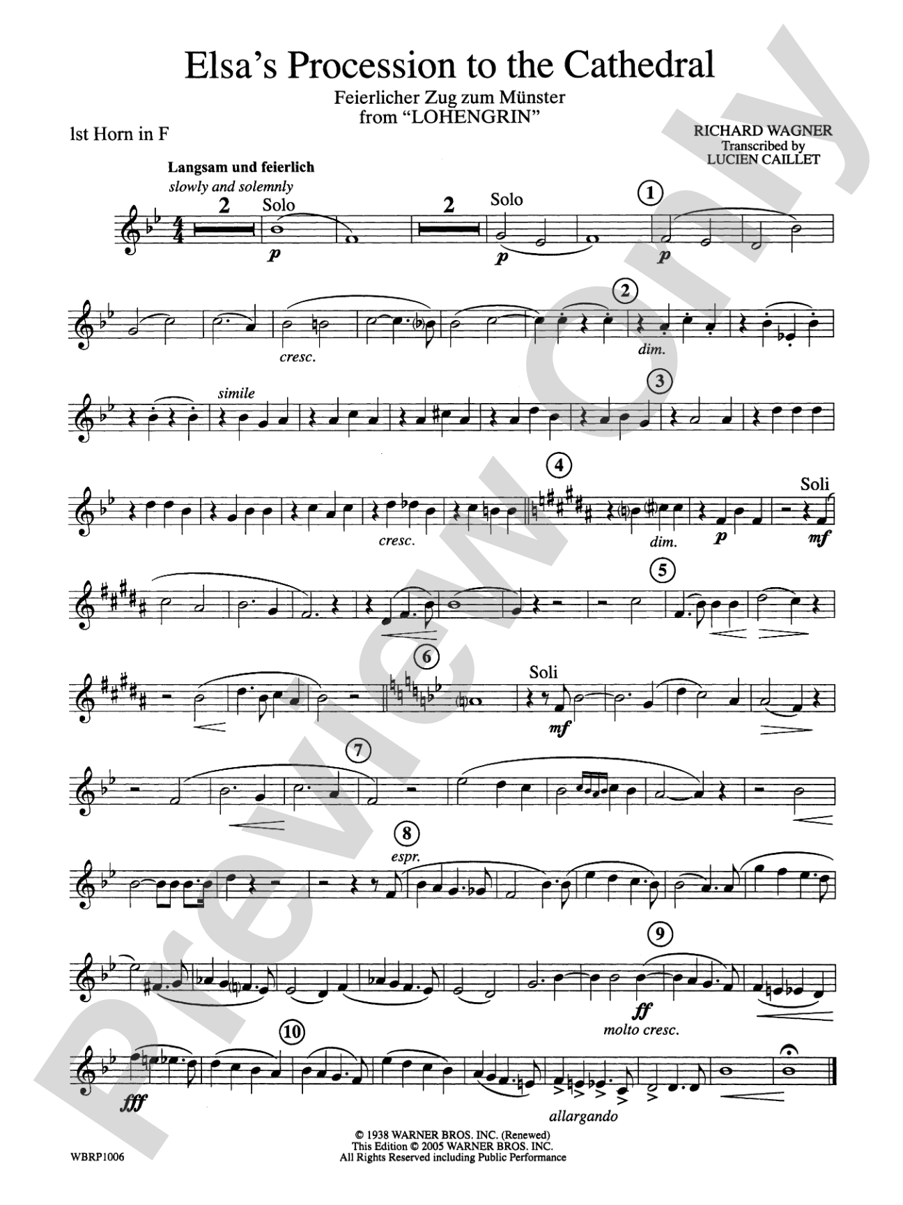 Elsa's Procession to the Cathedral: 1st F Horn