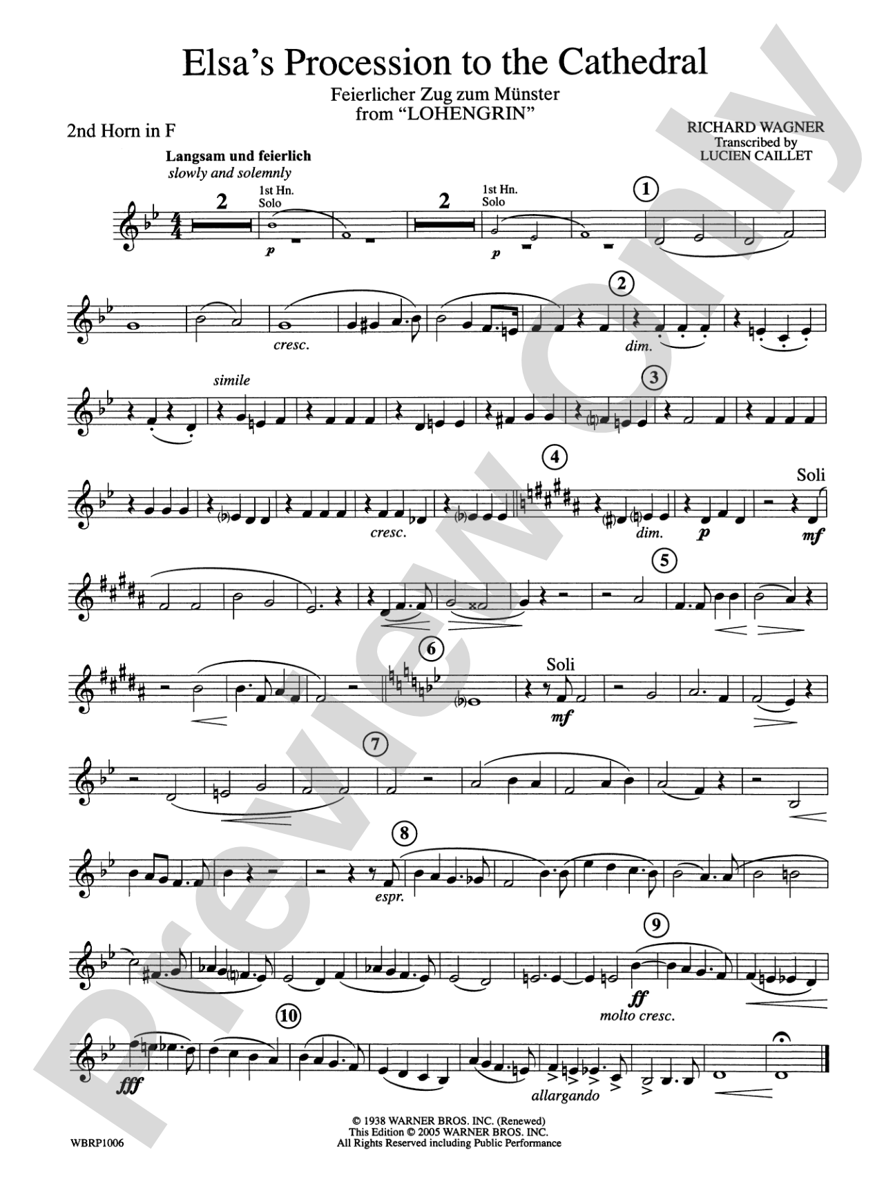 Elsa's Procession to the Cathedral: 2nd F Horn