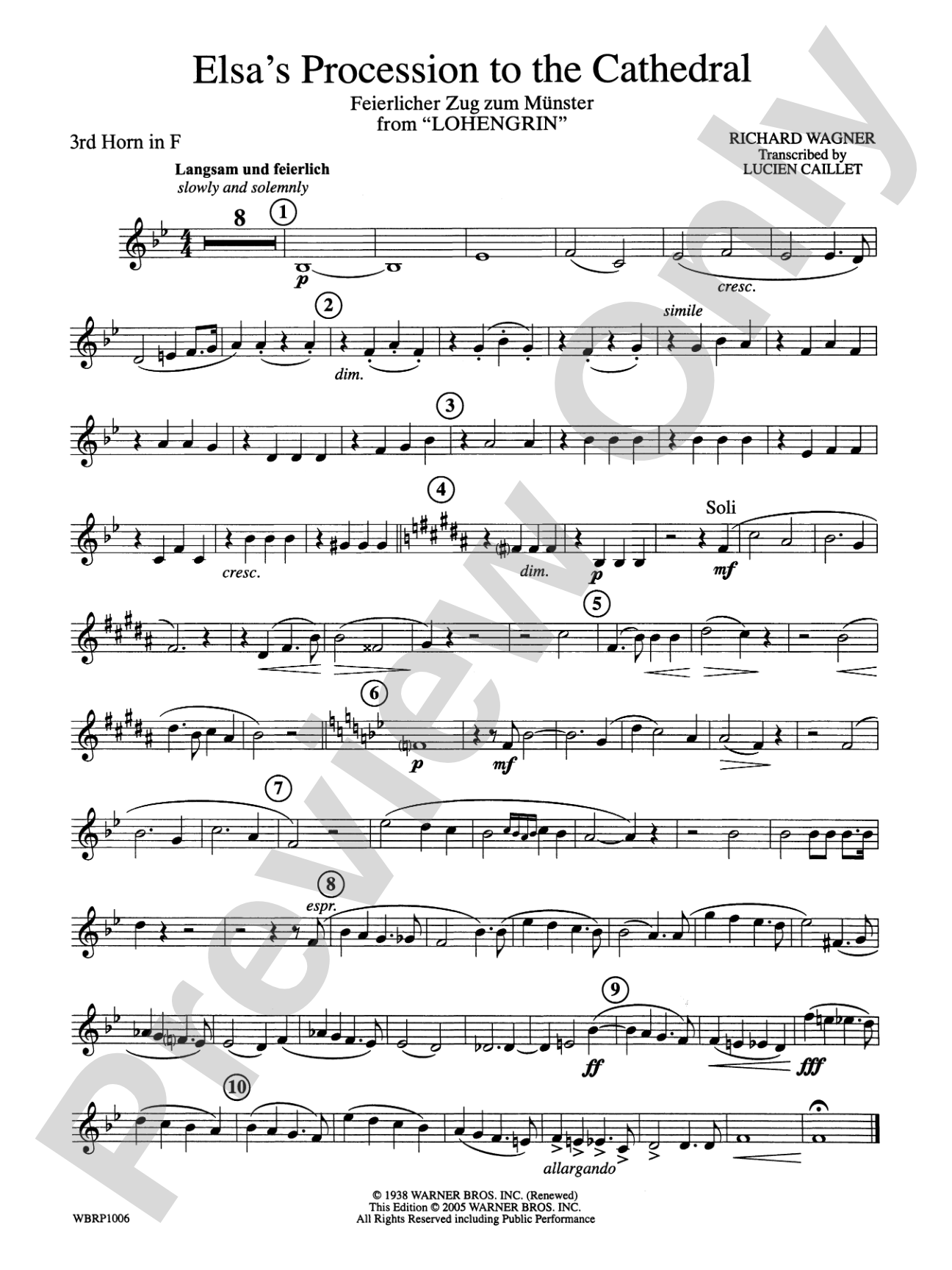 Elsa's Procession to the Cathedral: 3rd F Horn