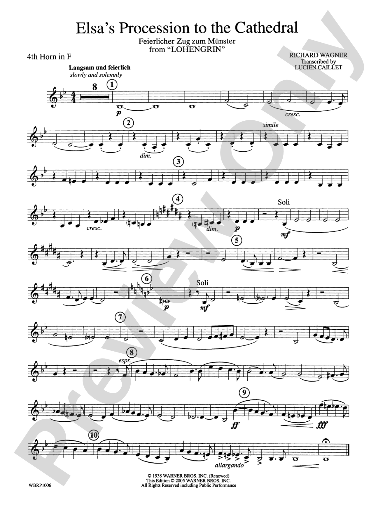 Elsa's Procession to the Cathedral: 4th F Horn
