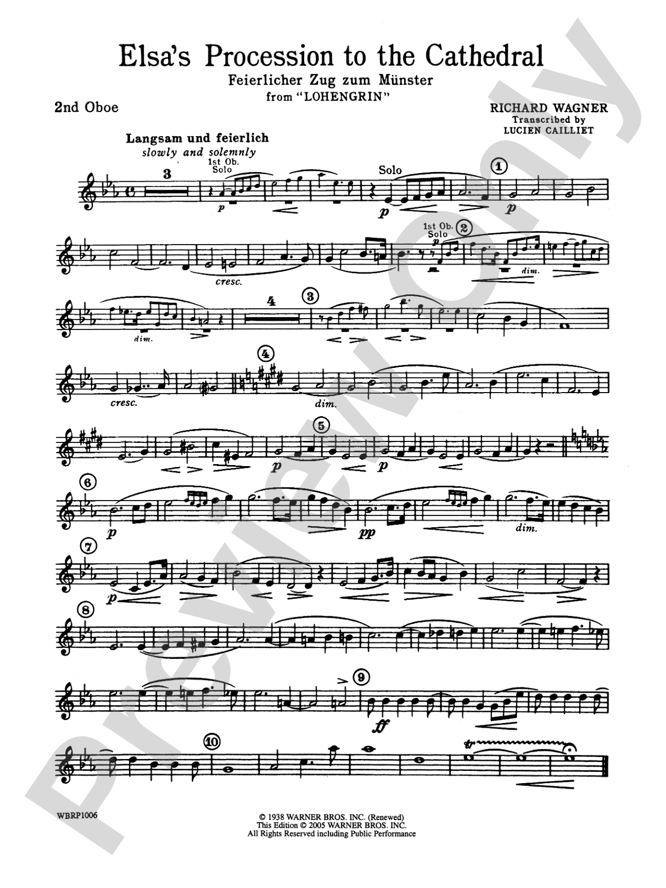 Elsa's Procession to the Cathedral: 2nd Oboe