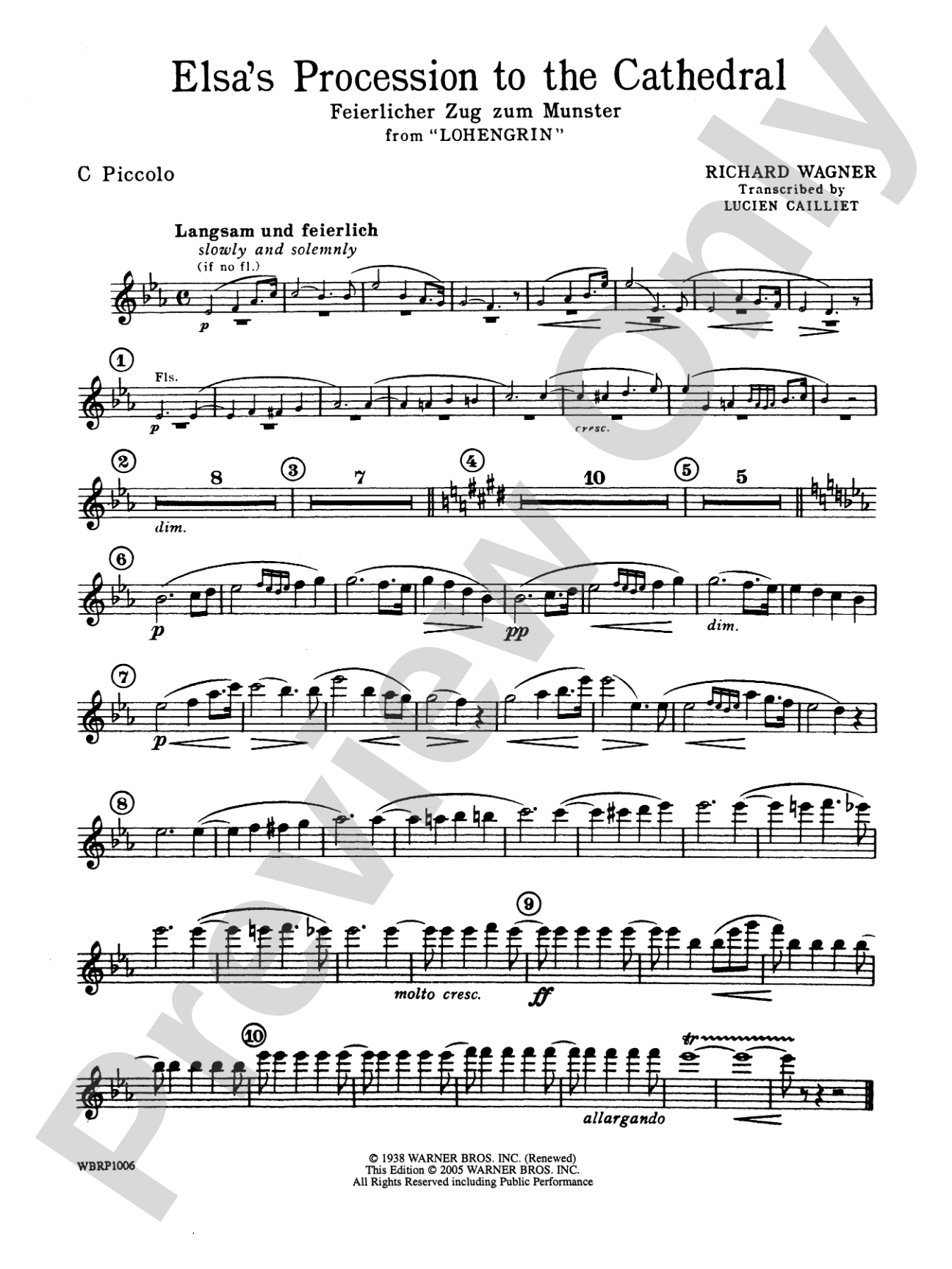 Elsa's Procession to the Cathedral: Piccolo