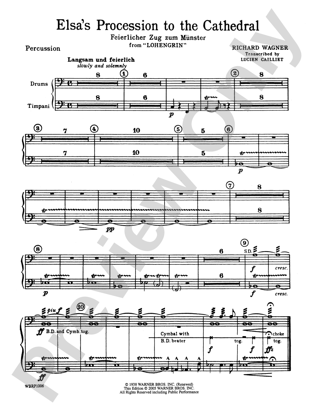 Elsa's Procession to the Cathedral: 1st Percussion